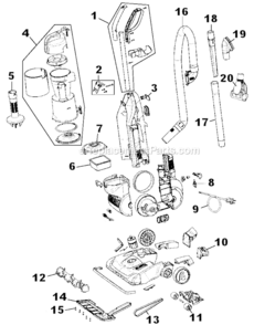 Page A Diagram and Parts List for UD70220  Dirt Devil Upright Vacuum